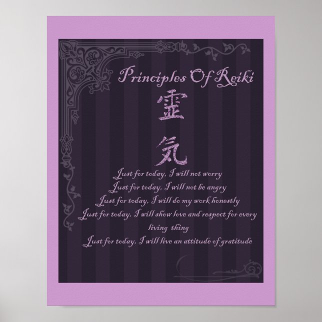 Reiki Symbol Principles Just For Today Poster (Front)