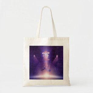 Reiki Symbols and healing hands on purple light Tote Bag