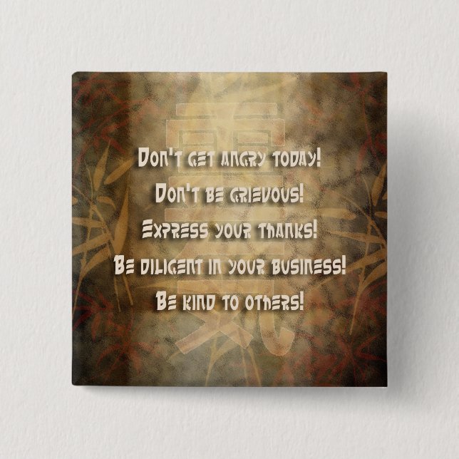 REIKI Usui Principles 2 Inch Square Button (Front)