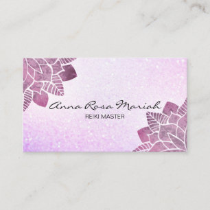*~* Reiki  Watercolor Mandala Glitter Healing Yoga Business Card