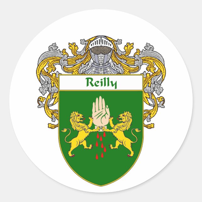Reilly Coat of Arms (Mantled) Classic Round Sticker (Front)