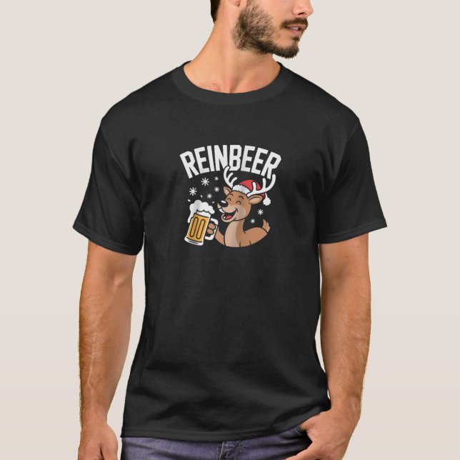 Reinbeer Drinking Reindeer Christmas Cheer Raglan  T-Shirt (Front)