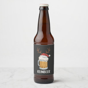 Reinbeer Funny Couples Christmas Matching Holiday Beer Bottle Label