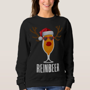 Reinbeer Santa's Hat Reindeer Beer Glass Christmas Sweatshirt