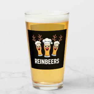 Reinbeers Funny Reindeer Beer Christmas Drinking  Glass