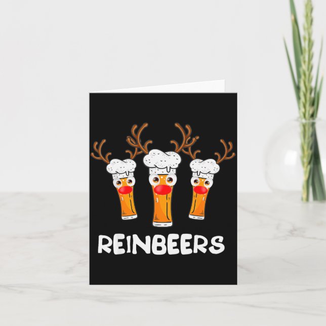 Reinbeers Funny Reindeer Beer Christmas Drinking X Card (Front)