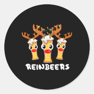 Reinbeers Funny Reindeer Beer Christmas Drinking X Classic Round Sticker