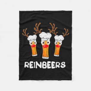 Reinbeers Funny Reindeer Beer Christmas Drinking X Fleece Blanket