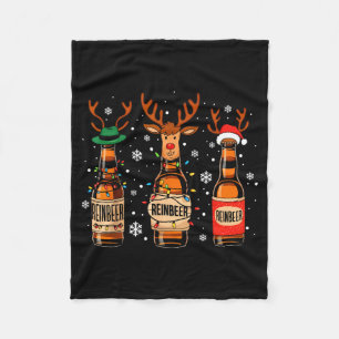 Reinbeers Funny Reindeer Beer Christmas Drinking X Fleece Blanket