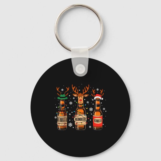 Reinbeers Funny Reindeer Beer Christmas Drinking X Keychain (Front)