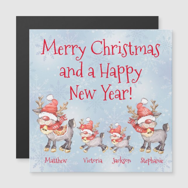 Reindeder Personnaliser la famille Joyeux Magnet d (Devant / Derrière)