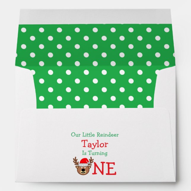 Reindeer 1st Birthday Envelope (Back (Bottom))