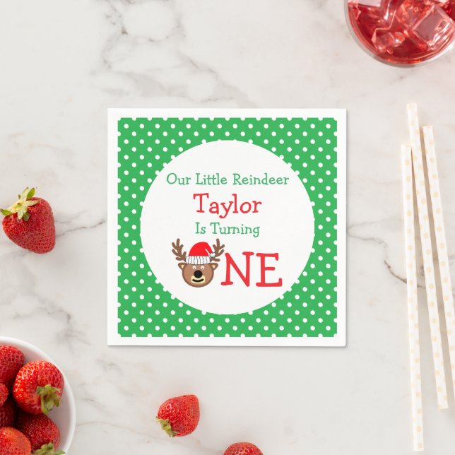 Reindeer 1st Birthday Napkin (Insitu)