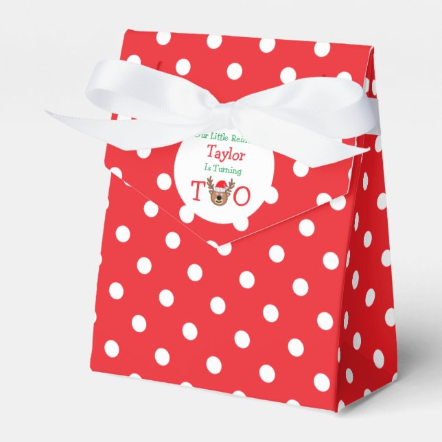 Reindeer 2nd Birthday Favor Box (Front Side)
