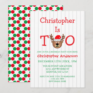 Reindeer 2nd Birthday Invitation