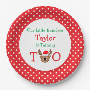 Reindeer 2nd Birthday Paper Plate
