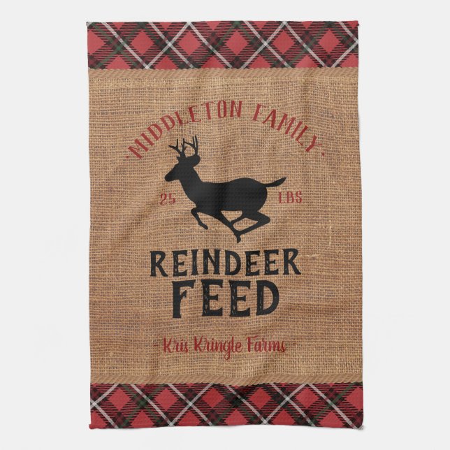 🦌 Reindeer Alimentation Ferme Serviette de cuisin (Vertical)