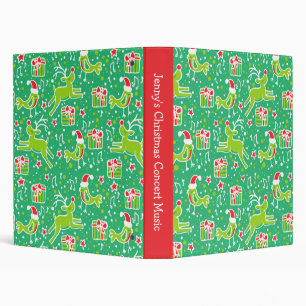 Reindeer and bird pattern Christmas green binder