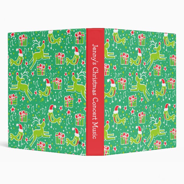 Reindeer and bird pattern Christmas green binder (Background)