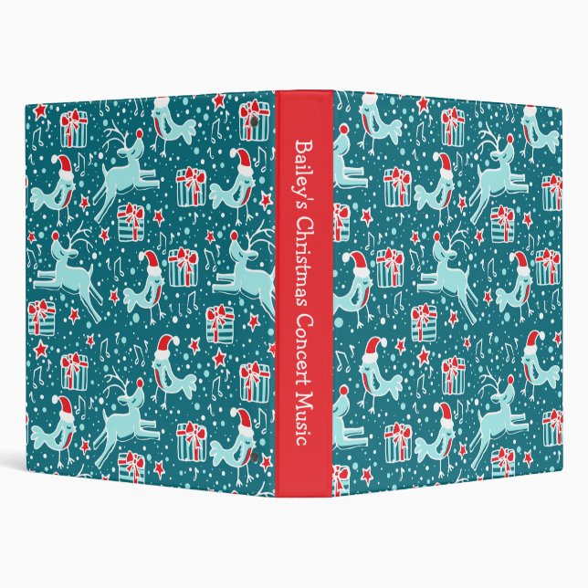 Reindeer and bird pattern Christmas holiday folder Binder (Background)
