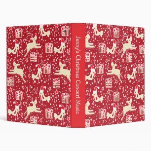 Reindeer and bird pattern Christmas red folder Binder