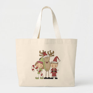 Reindeer and Elves T-shirts and Gifts Large Tote Bag