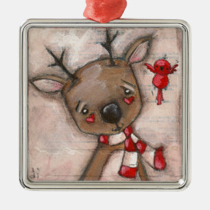 Reindeer and Friend - Ornament