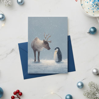 Reindeer and Penguin Christmas Holiday