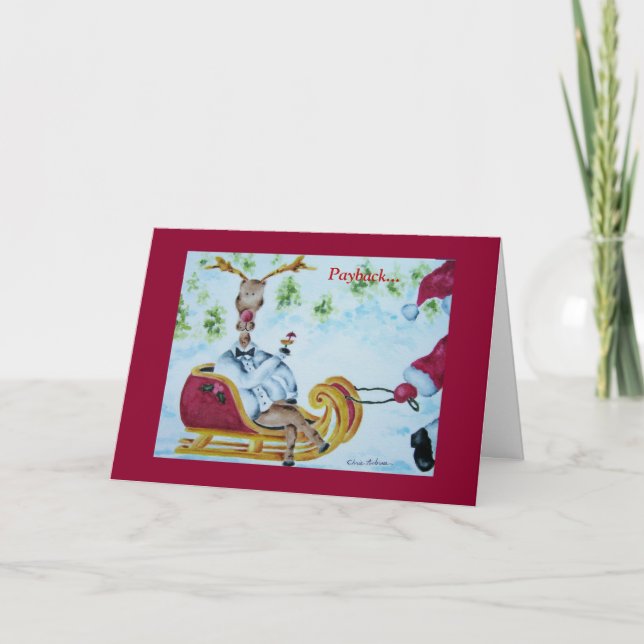 Reindeer and Santa Holiday Card (Front)