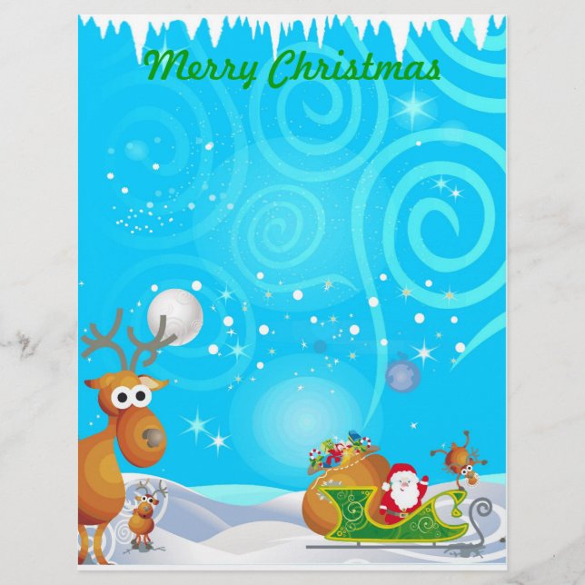 Reindeer and Santa Stationery (Front)
