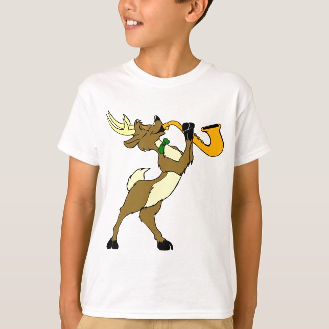 Reindeer And Saxophone T-Shirt (Front)