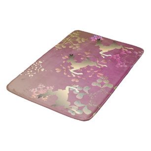 Reindeer and Snowflakes on Gradient Purple Bath Mat