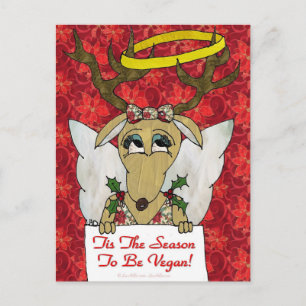 Reindeer Angel Tis The Season to Be Vegan Postcard