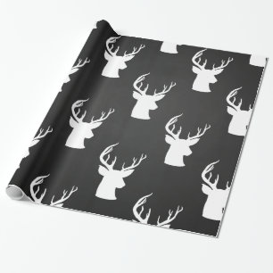 Reindeer Antler Vintage Chalkboard Rustic Pattern Wrapping Paper