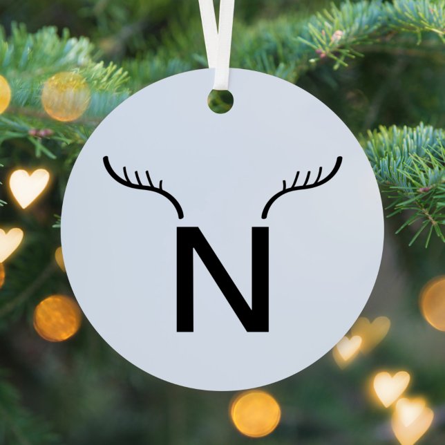Reindeer Antlers | Minimalist Blue Scandinavian Metal Ornament (Creator Uploaded)