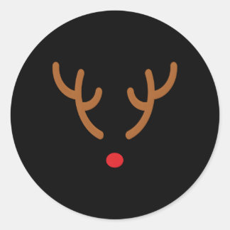 Reindeer Antlers Red Nose Classic Round Sticker