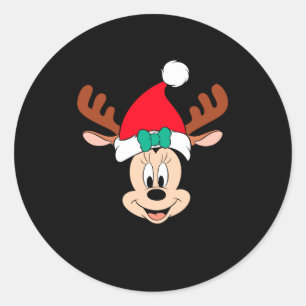 Reindeer Antlers Santa Hat Classic Round Sticker