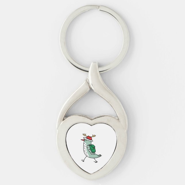 Reindeer as a Christmas bird Keychain (Front)