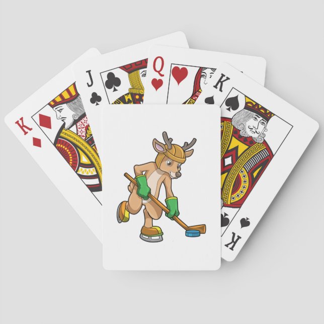 Reindeer at Ice hockey with Hockey stick Playing Cards (Back)