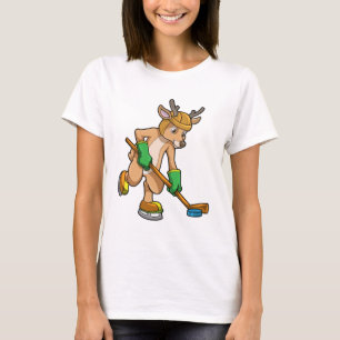 Reindeer at Ice hockey with Hockey stick T-Shirt