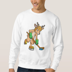 Reindeer at Ice hockey with Ice hockey stick Sweatshirt