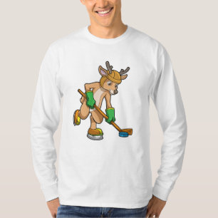 Reindeer at Ice hockey with Ice hockey stick T-Shirt