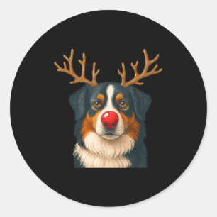Reindeer Australian Shepherd Christmas Aussie Dog  Classic Round Sticker