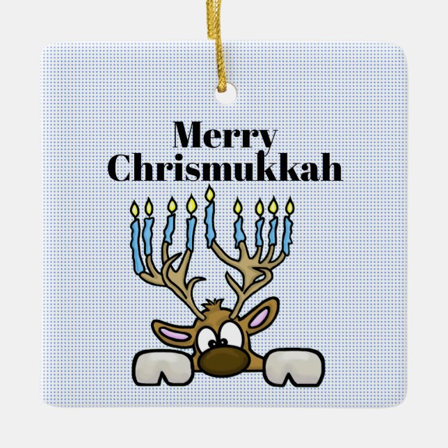 Reindeer Avec Menorah Antlers Chrismukkah Ornement (Devant)