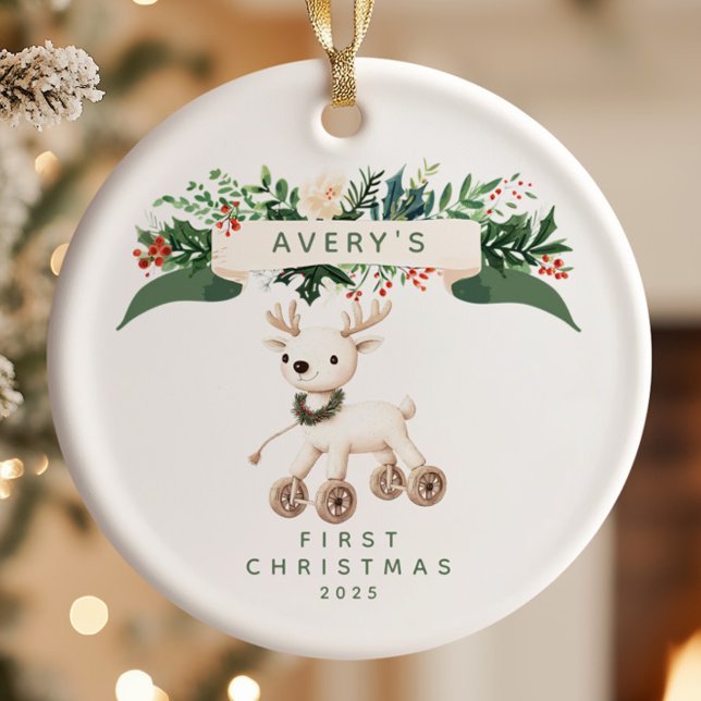 Reindeer  Baby's First Christmas  Ceramic Ornament (Creator Uploaded)