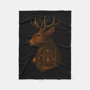 Reindeer Barn Gnome Christmas Fleece Blanket 