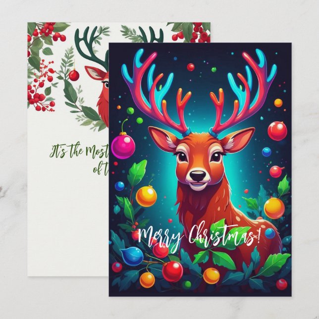 "Reindeer & Baubles" Christmas Card (Front/Back)