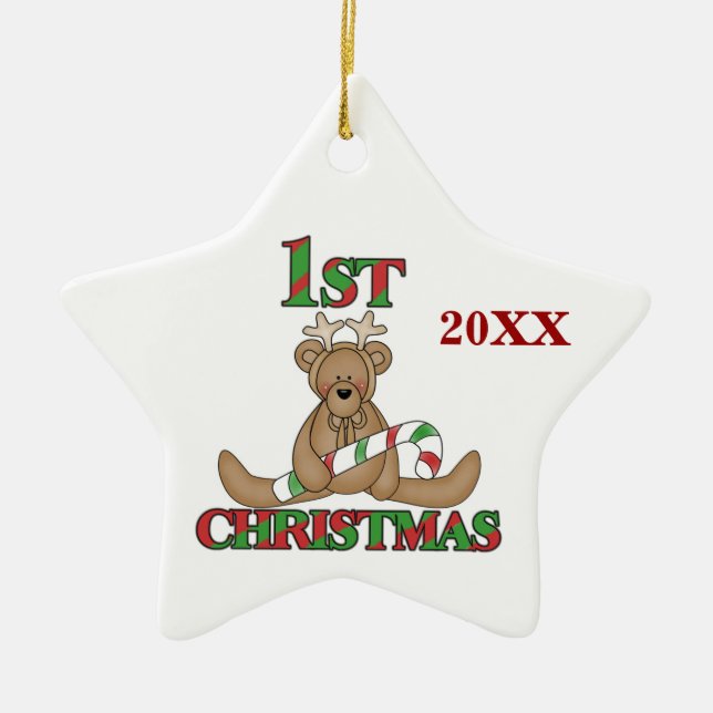 Reindeer Bear 1st Christmas Ornament (Front)