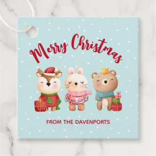 Reindeer, Bear & Rabbit Merry Christmas Favour Tags