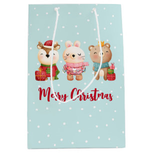 Reindeer, Bear & Rabbit Merry Christmas Medium Gift Bag